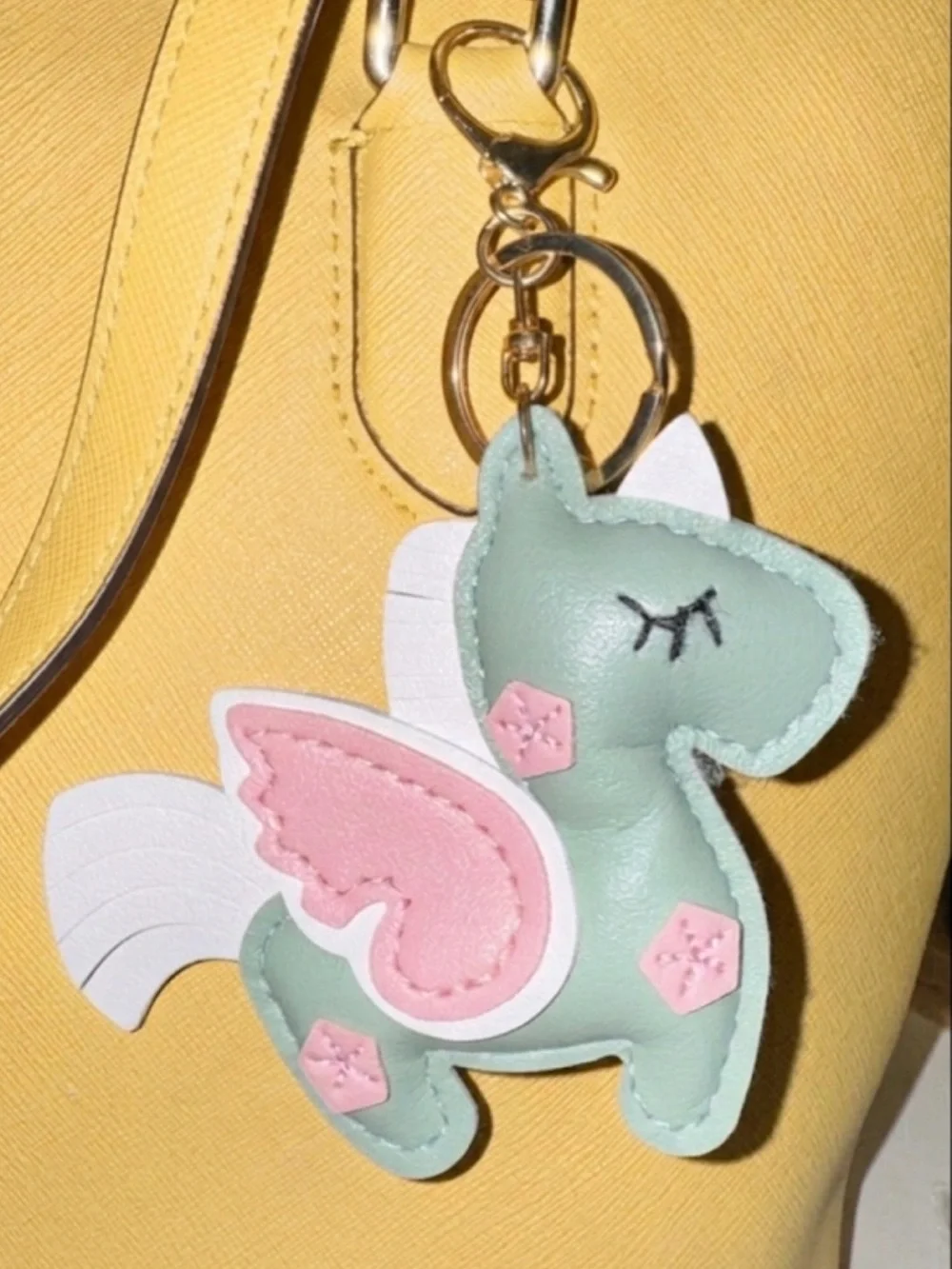 Mint Green Unicorn Key & Card Holder Charm with Pink Accents unbranded bag charm